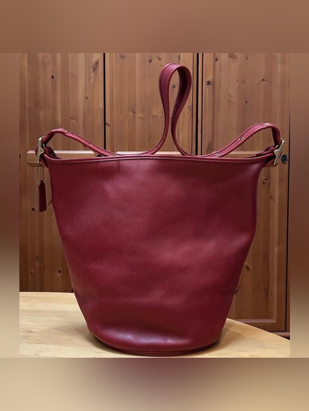 XL Vintage Coach Red Duffle Feed Sac Travel Weekender Carryall Bag 9085